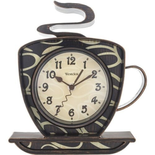 Westclox 8" Analog Quartz Coffee Cup Brown Wall Clock 32038 Brown-No box