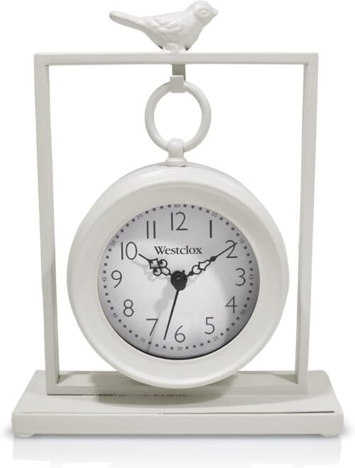 Westclox 8 in. Black Pocket Watch Table Clock Model # 91141 (White) White