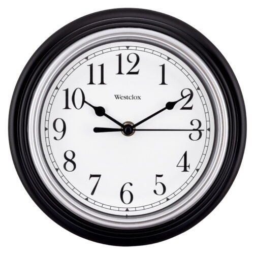 Westclox 9 Inch Black Round Simplicity Analog QA Wall Clock