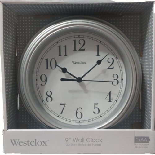 Westclox 9 Inch Silver Round Simplicity Analog QA Wall Clock