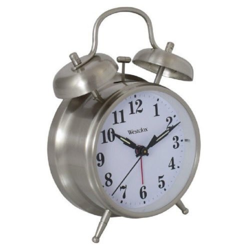 Westclox Big Ben Twin Bell Alarm Clock Quartz Analog Dial Light 70010A, Silver