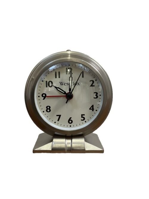 Westclox Big Benz Quartz Alarm Clock Nickel Finish Dome Glass Lens Metal Case
