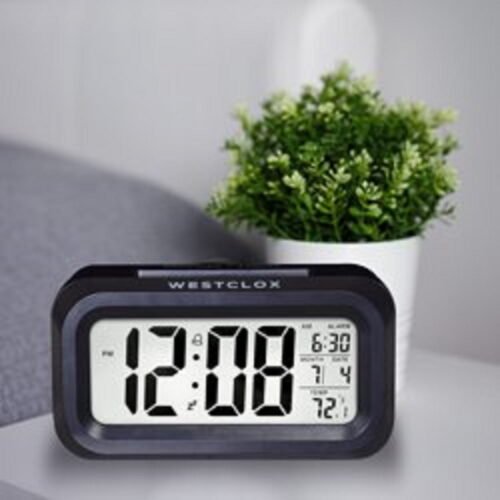 Westclox Black Digital Alarm Clock with Day/Date Display