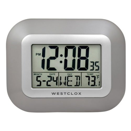 Westclox Classic Modern Silver LCD Display Digital Wall Clock，Large Numbers……