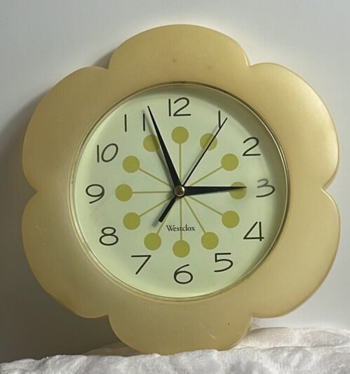 Westclox Daisy Wall Clock Butter Yellow Acrylic Flower Power