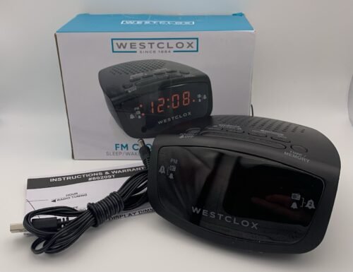 WESTCLOX Digital FM Radio Clock Dual Alarm Red LED Display Open Box Tested