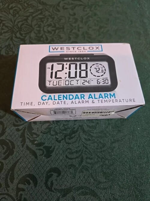 Westclox Digital Quartz LCD Calendar Alarm Temperature Model 72075 in Box