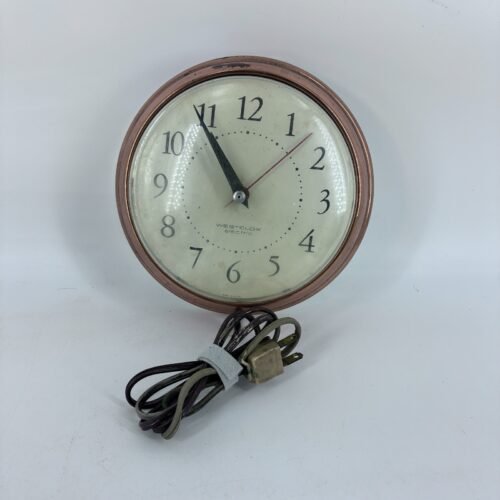 Westclox Electric Wall Clock Retro Vintage Copper Color Corded Made in USA