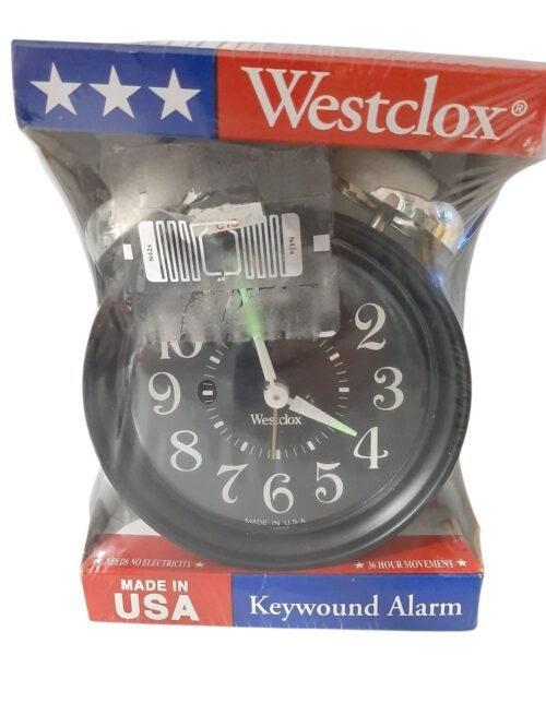 Westclox Keywound Alarm Clock Black Made in USA New Sealed Packaging Has Wear