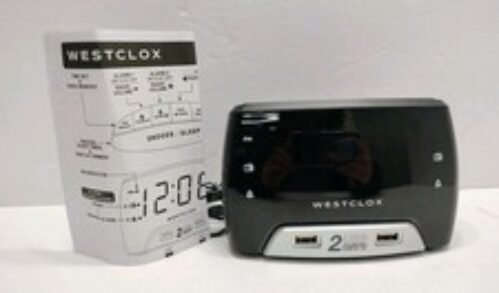 Westclox Large 1.4” Red LED Digital FM Clock Radio w/t 2 USB Charging Ports