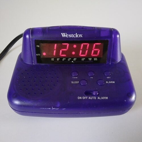 Westclox Model: 80201 Radio Alarm Clock-Easy Set-AM/FM-Purple-Tested Working