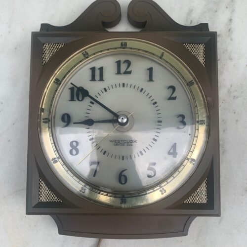 Westclox Model S13-AG Quincy Electric Dial Wall Clock MCM BROWN / GOLD