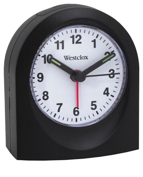 Westclox Quartz Alarm Clock 47312 Black Travel Size Analog