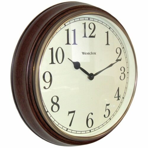 Westclox Quartz Wall Clock 15.5" Brown Quartz Movement Glass 73004P NEW