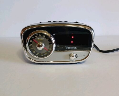 Westclox Retro Style Alarm Clock with Radio/Aux Model 80193 Tested Works