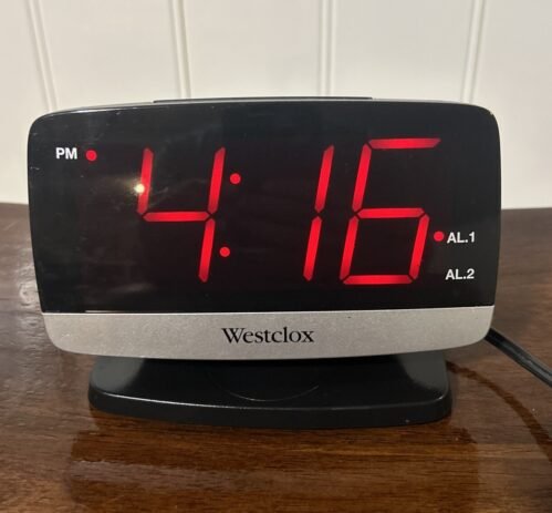 Westclox Tilt &Swivel Digital Alarm Clock Extra Large 1.8 LED Time Display USED