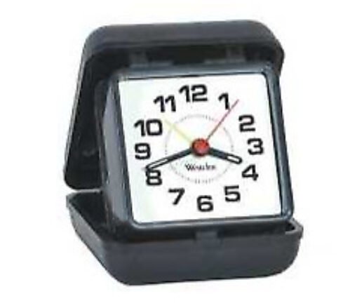 Westclox Travelite Quartz Analog Battery Clock Compact Folding Travel Case
