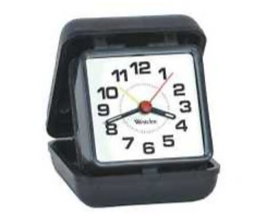 Westclox Travelite Quartz Analog Battery Clock Compact Folding Travel Case