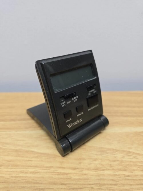 Westclox Travelmate Folding Travel Alarm Clock, Black, Model 47508