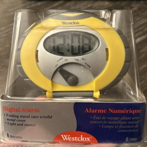 Westclox Travelmate Folding Travel Alarm Clock Quartz L.C.D. Yellow 47319
