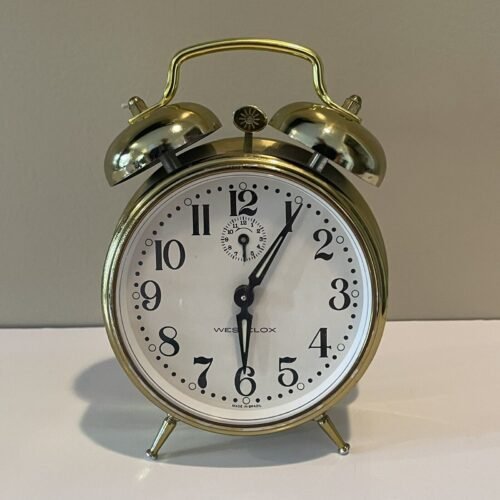Westclox Twin Bell Top Alarm Clock Quartz Analog Dial Light Gold toned Estate