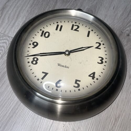 Westclox Vintage Wall Clock Quartz Silver 1950’s Mid Century
