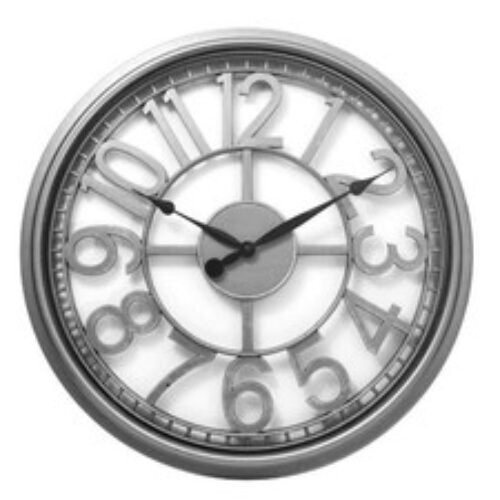 Westclox Wall Clock 20" Silver See-Through Glass Case Open Dial Modern Decor