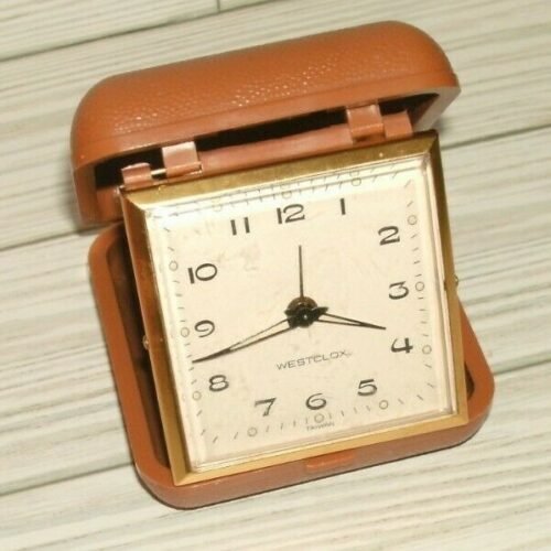 Westclox Wind Up Travel Desk / Dresser / Nightstand Alarm Clock In Hard Case