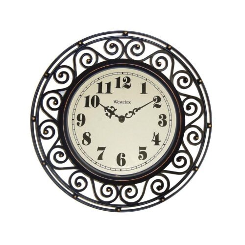 Westclox Wrought Iron Style Bronze Analog Quartz Accuracy 12" Round Wall Clock