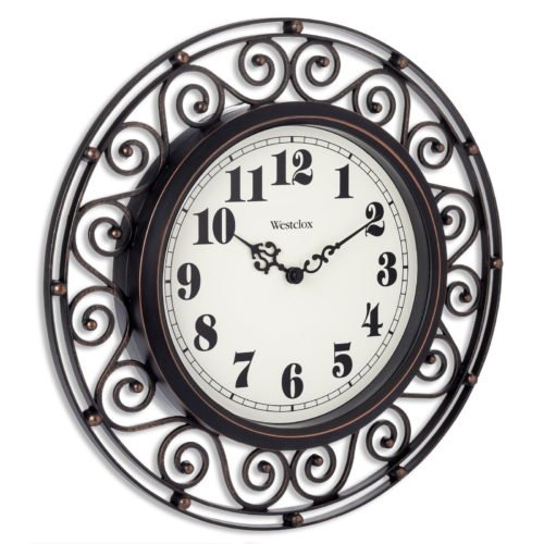 Westclox Wrought Iron Style Bronze Analog Quartz Accuracy 12" Round Wall Clock