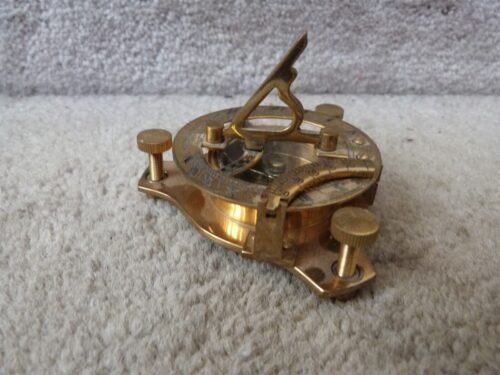 West London Brass Compass Sundial Nautical Marine Desk 3" EUC