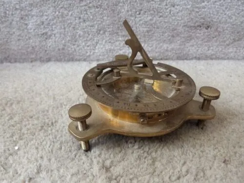 West London Brass Compass Sundial Nautical Marine Desk 4.5" EUC
