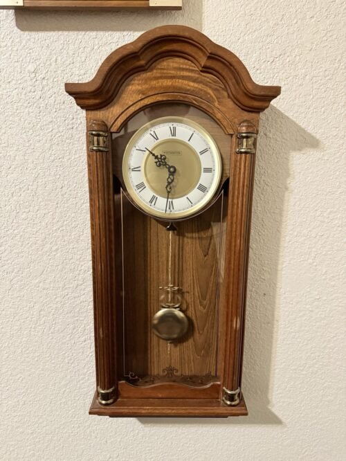 Westminster Quartz Wall Clock 26” Pendulum Chime Wood Case Japan Movement W/Box