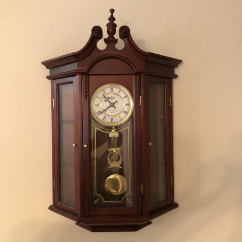 Westminster Whittington Wall Clock Red Wood Pendulum Quartz Chime Vintage