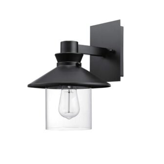 Westmister Black Farmhouse Indoor/Outdoor 1-Light Wall Sconce with Clear Glass Shade
