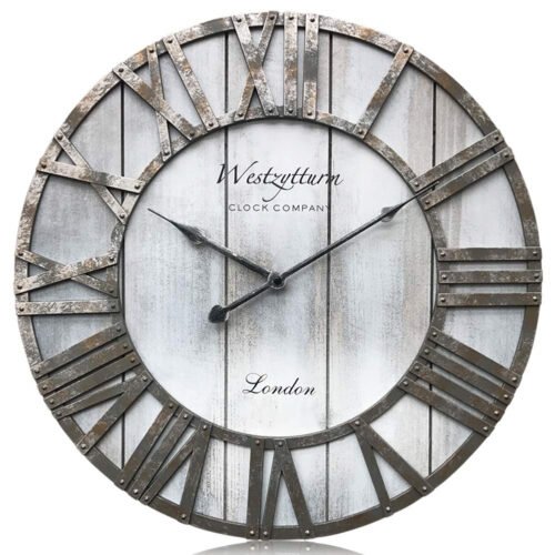 Westzytturm Wooden Wall Clocks 18'' Diameter Large Rustic Wall Clock Retro 3D