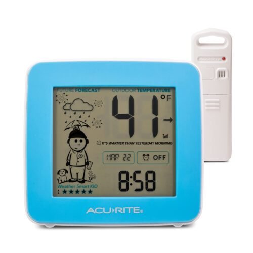 WHATTOWEAR WEATHER STATION WITH ALARM CLOCK TIME DATE AND WIRELESS OUTDOOR SENSO