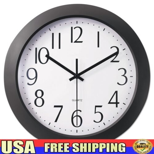 Whisper Quiet Atomic Wall Clock 12 Inch Large Numbers Silent Sweep Home Office
