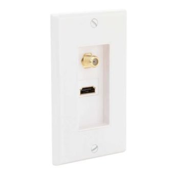 White 2-Gang 1-HDMI/1-Coaxial Wall Plate (1-Pack)