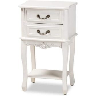 White 2 Drawer 18.9 in. W Nightstand, Sturdy Bedside Nightstand Table