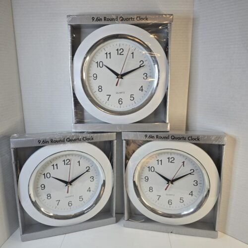 White Analog 12hr White Wall Clock