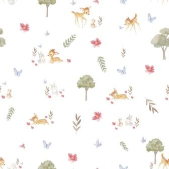 White Bambi Watercolor Peel and Stick Wallpaper