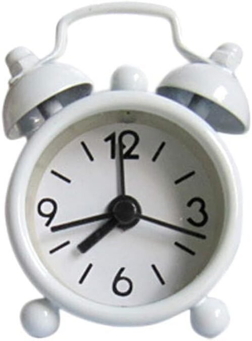 White Classic Analog Alarm Clock Home Decoration,Cute Small Metal Alarm Clock,Co