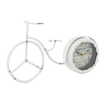 White Farmhouse Metal Analog Clock