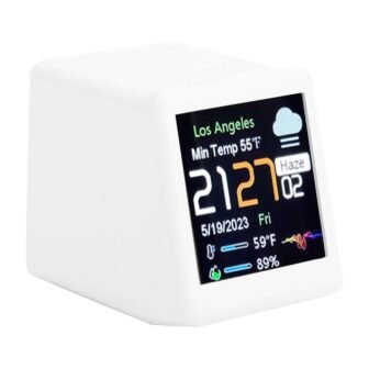 White LCD Display Digital Alarm Clock with Calendar, Customizable Animation, Weather and...
