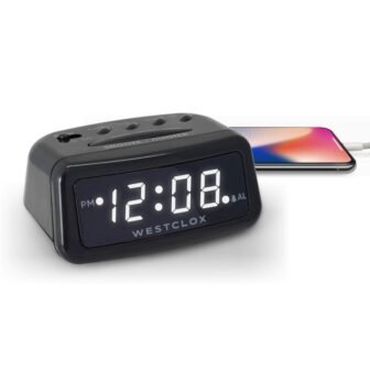 White LED Alarm Clock with USB type C Charging Port