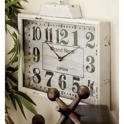 White Metal Pocket Watch Style Decorative Wall Clock White