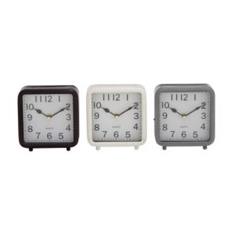White Metal Traditional Analog Tabletop Clock (Set of 3)