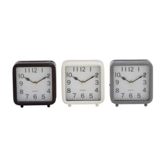 White Metal Traditional Analog Tabletop Clock (Set of 3)