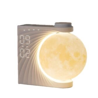 White Moon Night Light Clocks with 10-Light Effects, 15-Ringtones, 30/60/90-Timer for Heavy...